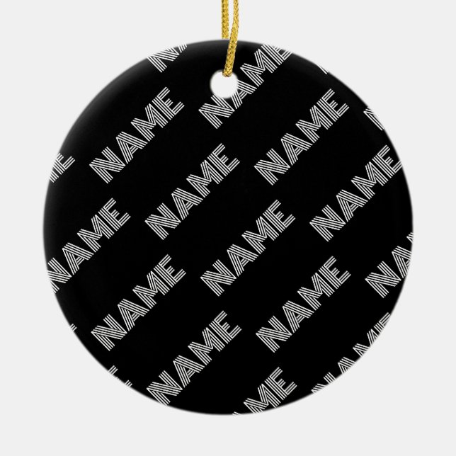 Bold Retro-modern Name or Word Pattern Ceramic Ornament (Front)