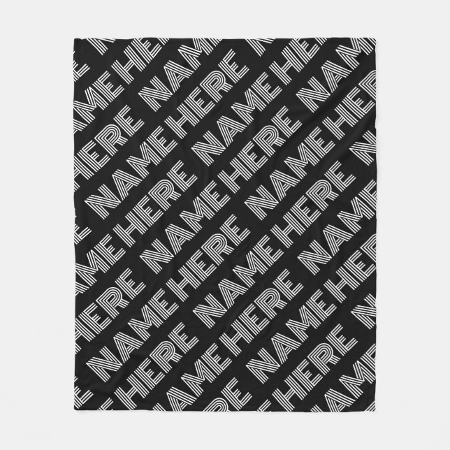 Bold Retro-modern Name or Word Pattern Fleece Blanket (Front)