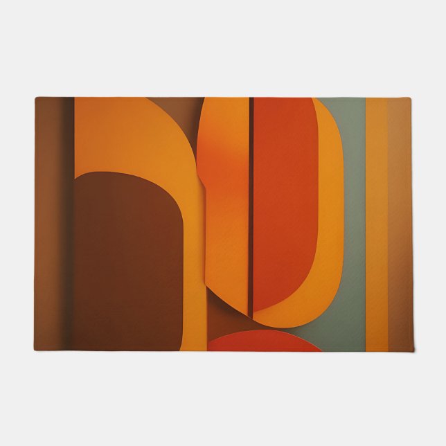 Bold Retro Orange Midcentury Abstract  Doormat (Front)
