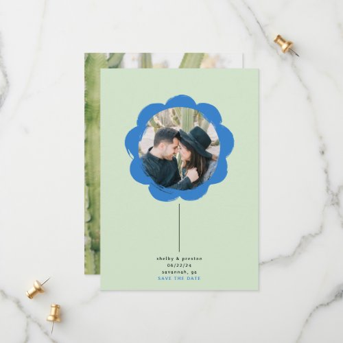 Bold Retro Painted Flower Frame Photo Wedding Save The Date