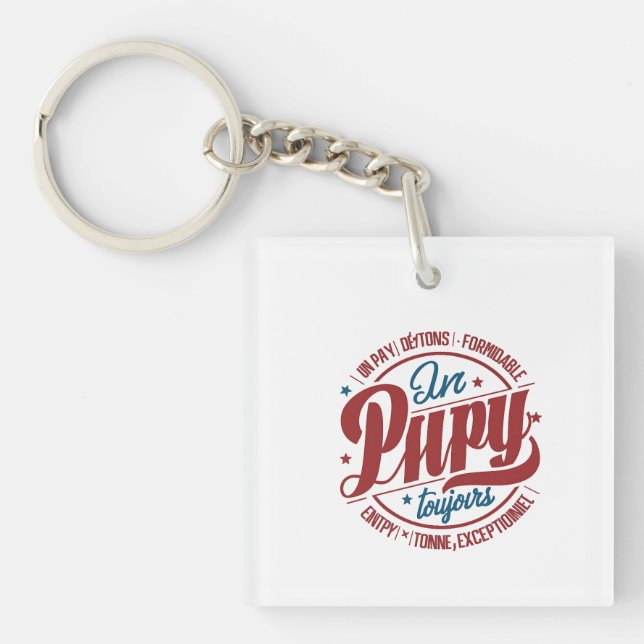 Bold Retro Papy Circle Typography Keychain (Front)
