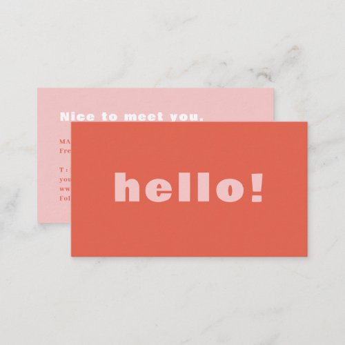 Bold Retro Pink Orange Business Card