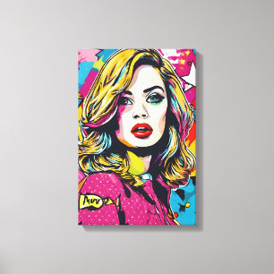 Bold Retro Pop Art Portrait Canvas Print