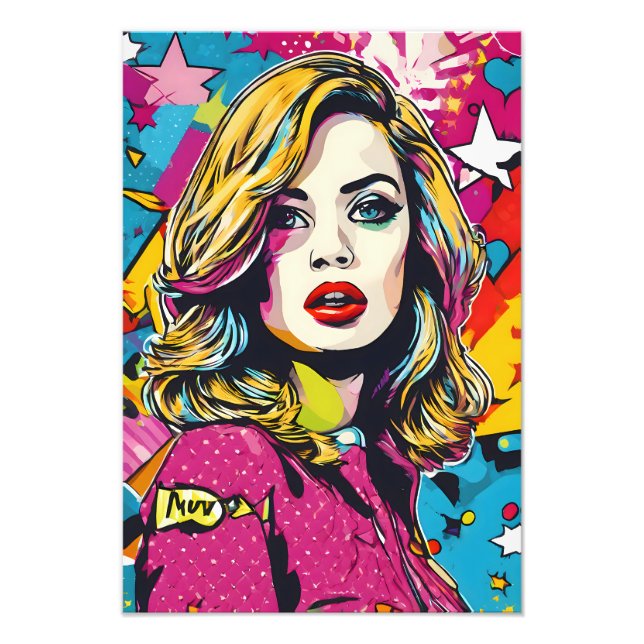 Bold Retro Pop Art Portrait Photo Print (Front)