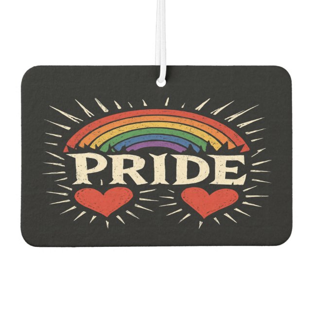 Bold Retro PRIDE Rainbow Air Freshener (Front)