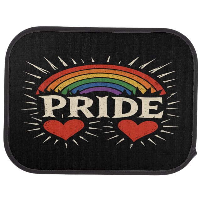 Bold Retro PRIDE Rainbow Car Floor Mat (Rear)