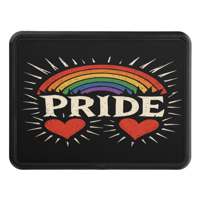 Bold Retro PRIDE Rainbow Hitch Cover (Front)