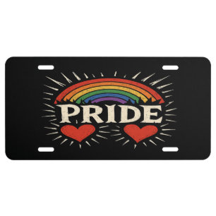 Bold Retro PRIDE Rainbow License Plate