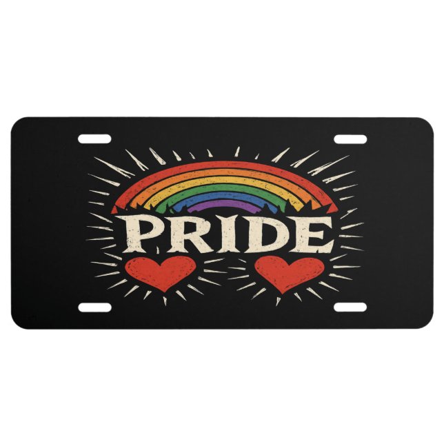 Bold Retro PRIDE Rainbow License Plate (Front)