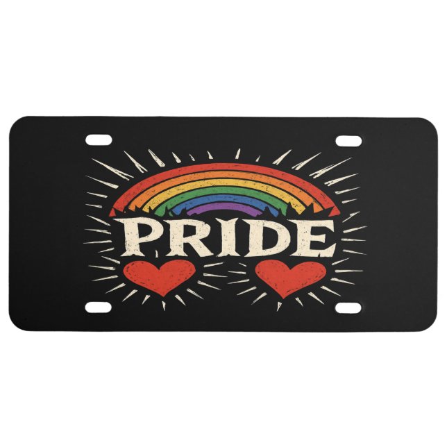 Bold Retro PRIDE Rainbow License Plate (Front)