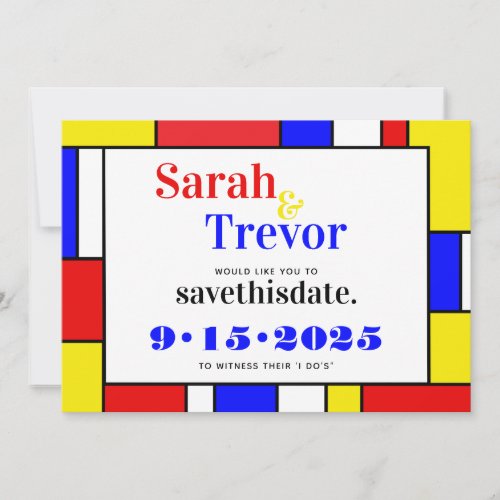 Bold Retro Primary Colors Geometric Save The Date