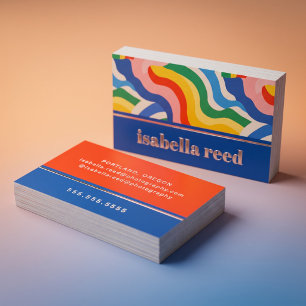Bold Retro Rainbow Foil Business Cards