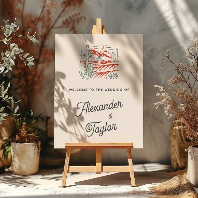 Bold Retro Saguaro Cacti Desert Landscape Wedding  Foam Board (Creator Uploaded)