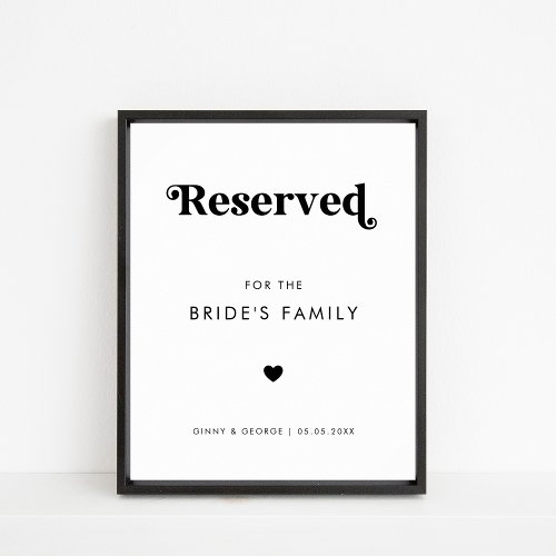 Bold Retro Script Heart Wedding Reserved for Sign