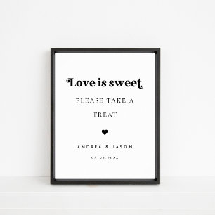 Bold Retro Script Love is Sweet Favor Wedding Sign
