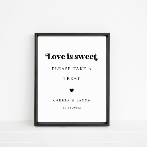 Bold Retro Script Love is Sweet Favor Wedding Sign