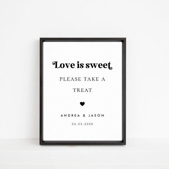 Bold Retro Script Love is Sweet Favor Wedding Sign (Creator Uploaded)