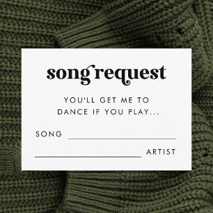 Bold Retro Script Wedding Minimalist Song Request Enclosure Card