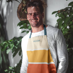 Bold Retro Stripe Monogram Apron