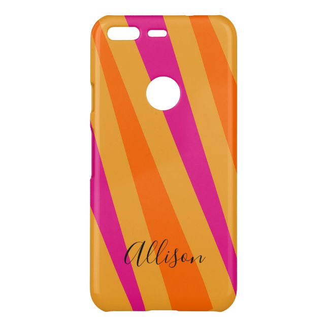 Bold Retro stripes Pink Orange Mustard Uncommon Google Pixel Case (Back)