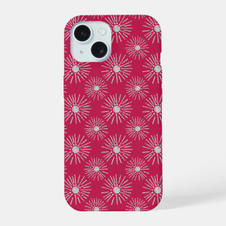 Bold Retro Sunburst Pattern in Deep Pink iPhone 15 Case