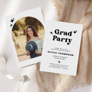 Bold Retro Type Arch Photo Graduation Invitation