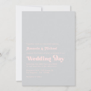 Bold Retro Typography Blush and Gray Wedding Invitation