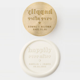 Bold Retro Typography Happily Ever After Wedding Wax Seal Stamp
