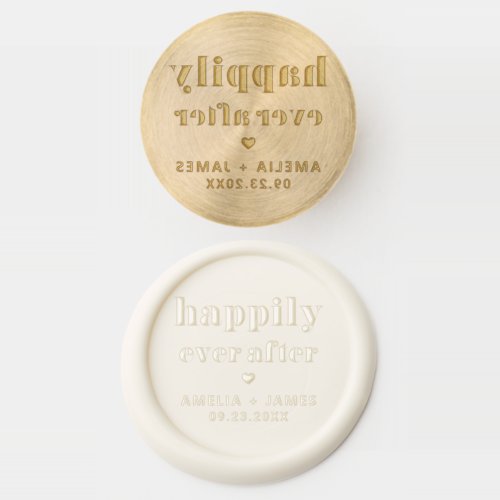 Bold Retro Typography Happily Ever After Wedding Wax Seal Stamp