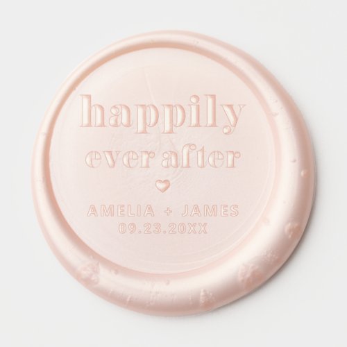 Bold Retro Typography Happily Ever After Wedding Wax Seal Sticker