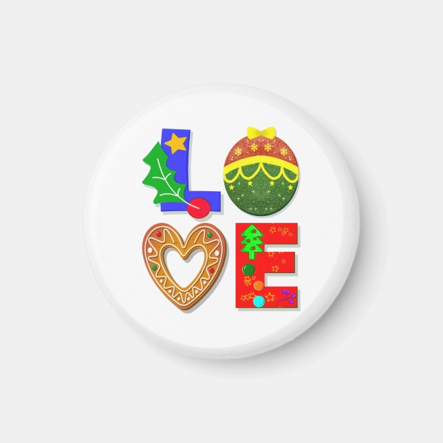 Bold Retro Typography,  Love Christmas, Cookies Magnet (Front)