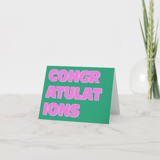 Bold Retro Typography Pink Green Congratulations Card (Front)