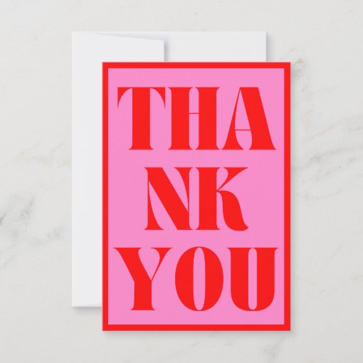 Bold Retro Typography Pink Red Vibrant Thank You Card | Zazzle