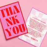 Bold Retro Typography Pink Red Vibrant Thank You Card<br><div class="desc">Introducing our "thank you" card that is sure to make a bold statement! Featuring a groovy 70s-inspired design, this retro card boasts bright red and pink colors that are guaranteed to catch the eye. The typography is the real standout here, with bold, funky lettering that adds to the overall retro...</div>