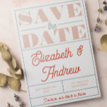 Bold Retro Vintage Terracotta Gray Script Wedding Save The Date<br><div class="desc">Retro inspired personalized wedding save the date card with a bold choice of fonts and a vintage color palette with shades of gray, cream white, terracotta and pink. Perfect for a trendy Boho wedding or vintage spring wedding. All colors can be changed in the design tool! If needed, adjust the...</div>