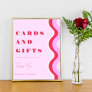 Bold Retro Wave Pink and Red Cards & Gifts Wedding Poster