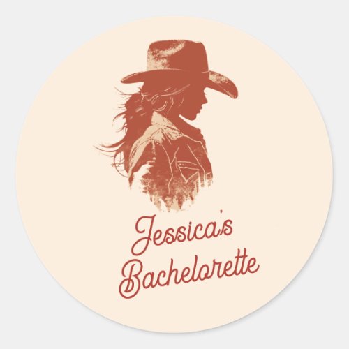 Bold Retro Western Cowgirl Bachelorette Classic Round Sticker