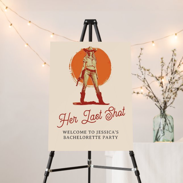 Bold Retro Western Cowgirl Bachelorette Welcome Foam Board (In Situ (Stand))