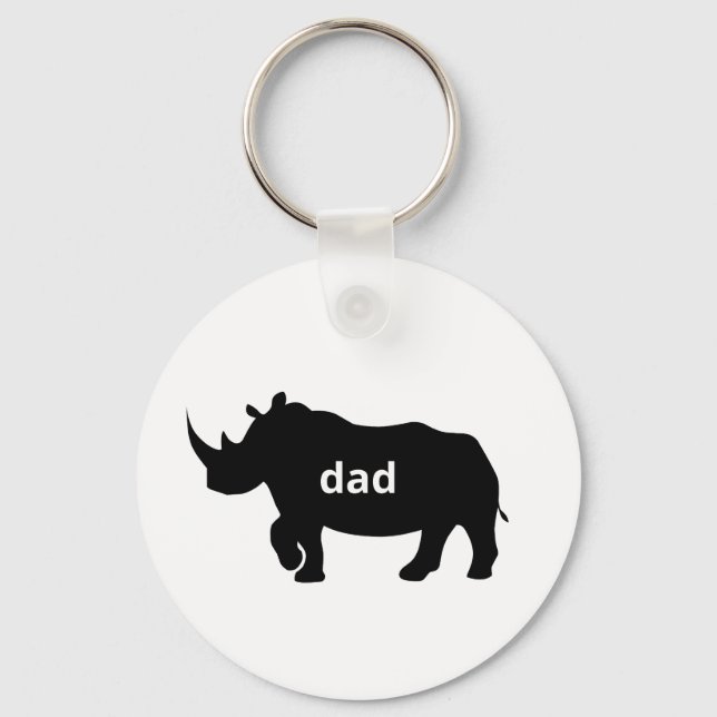  Bold Rhino Dad – Strong Silhouette Tribute Keychain (Front)