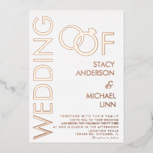Bold Ring Wedding Pressed Foil Invitation