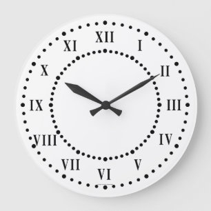 Bold Roman Numberals With Guide Dots Large Clock