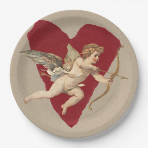 Bold Romance Classics Red Heart Angel Bow & Arrow Paper Plates