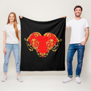 Bold Romantic Valentine Red Goth Heart Fleece Blanket