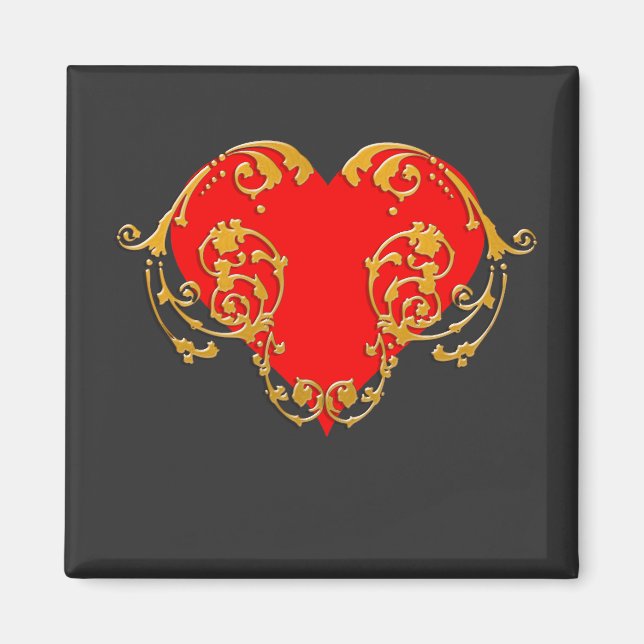 Bold Romantic Valentine Red Goth Heart   Magnet (Front)