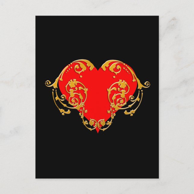 Bold Romantic Valentine Red Goth Heart    Postcard (Front)