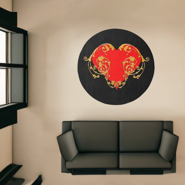 Bold Romantic Valentine Red Goth Heart Rug (Insitu (Indoor 1))