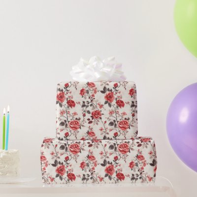 Bold Rose Flower Floral Wrapping Paper