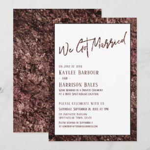 Bold Rose Gold Casual We Got Married Reception Invitation