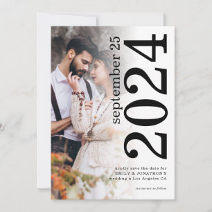 Bold Rotated Typography Photo Overlay Wedding Save The Date
