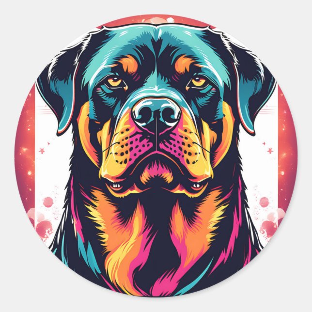 Bold Rottweiler Dog Classic Round Sticker (Front)